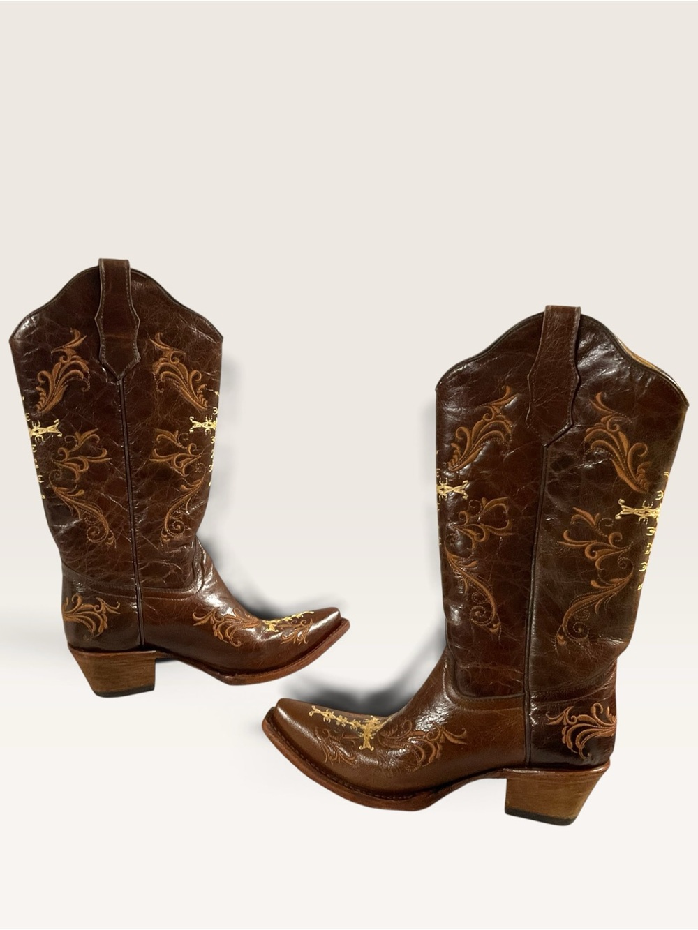 Circle G by Corral L5039 Brown Leather Embroidered Western Boots - Women's 7M